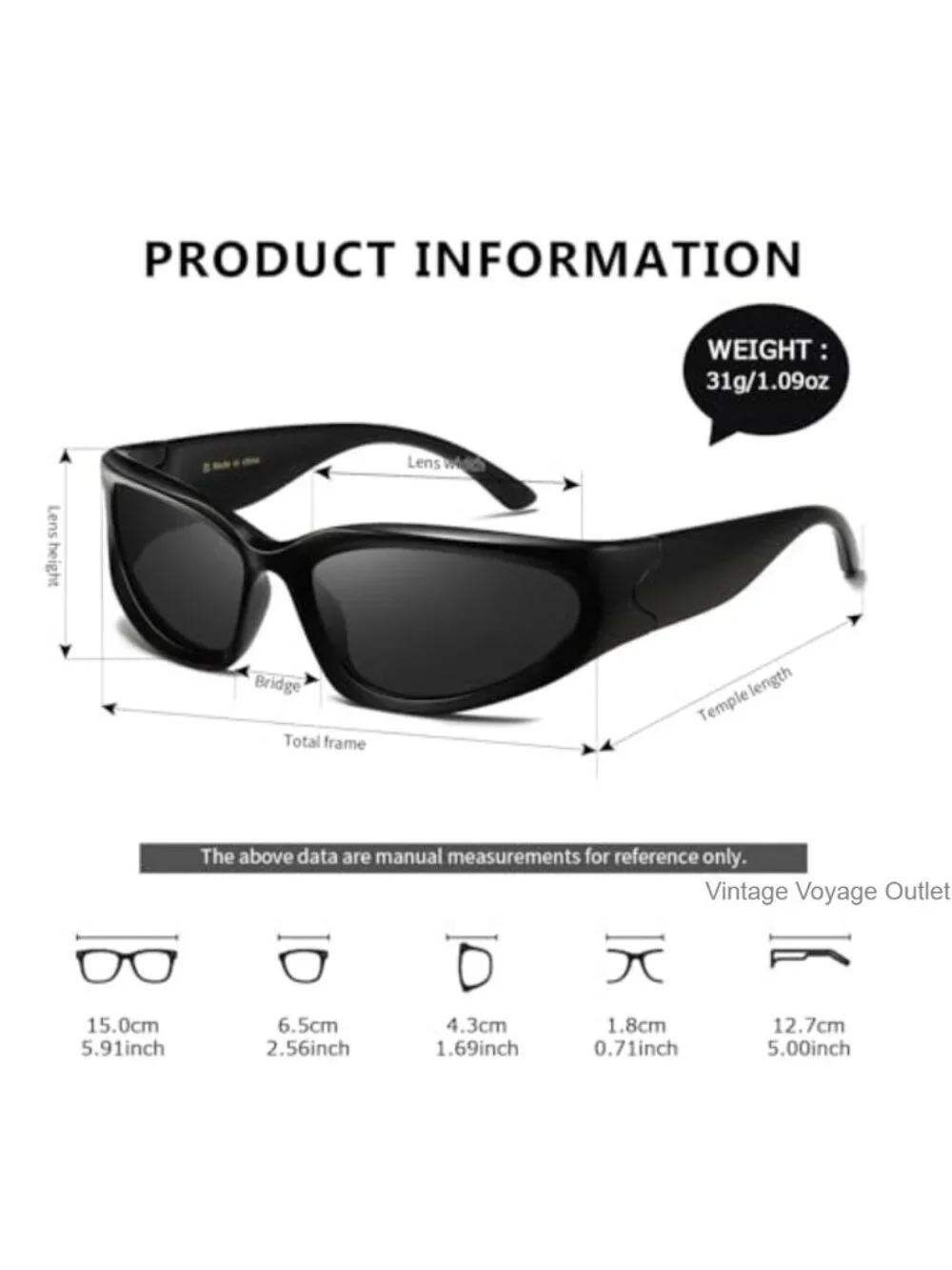 Y2K Polarized Sunglasses Oval UV400 Protection Sport Wrap Around Shades for
